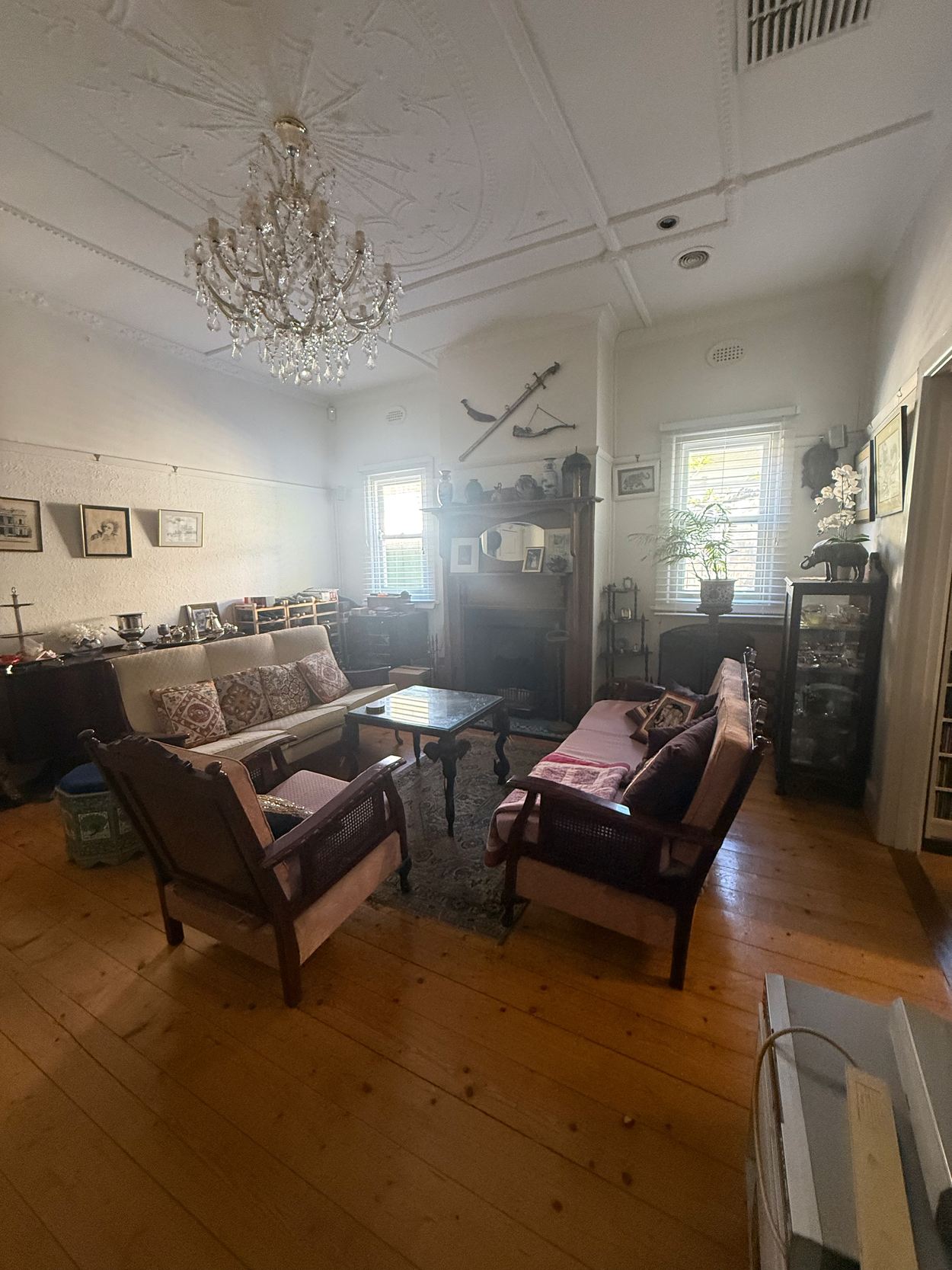179 Nicholson Street, Brunswick East — Living room and open fireplace